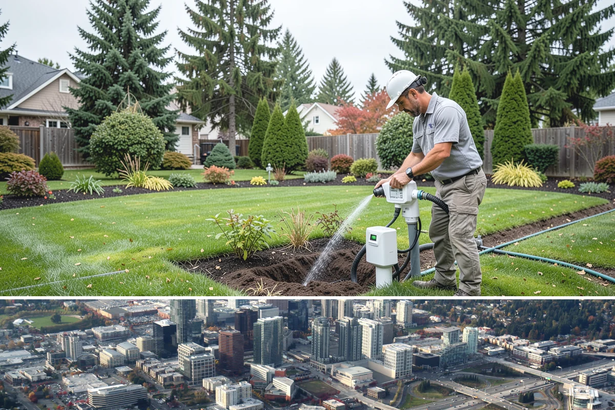Drip Irrigation Repair in Bellevue, King County, WA - Repair in spring as beds are planted and again mid-summer when dry weather exposes weak-flowing emitters.