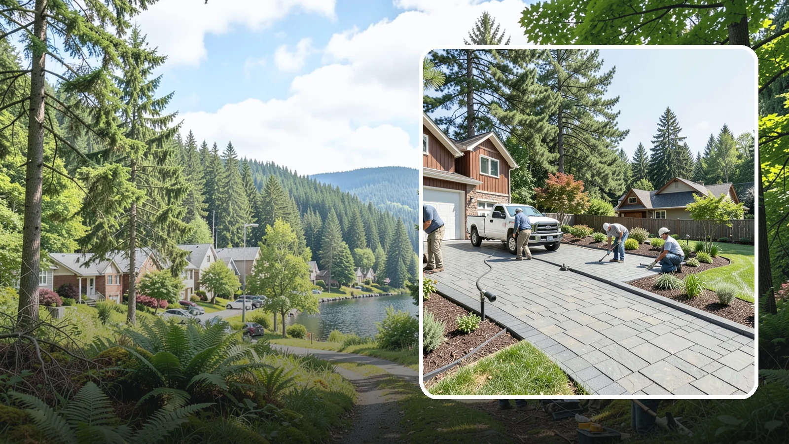 Driveway Installation in Lake Forest Park, King County, WA - New driveway construction in pavers, concrete, or gravel, engineered for loads, drainage, and durability.