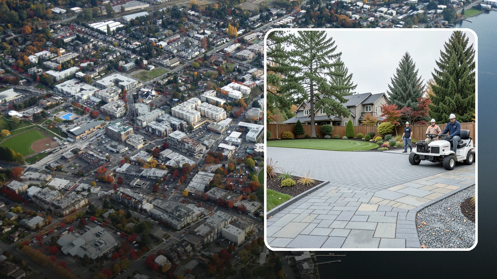 Driveways in Kirkland, King County, WA - Durable, attractive driveways in pavers, concrete, or gravel built on a base engineered to last.