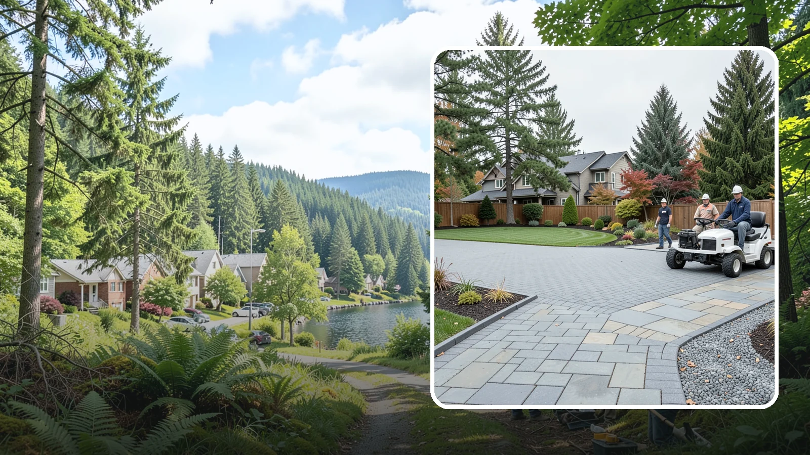 Driveways in Lake Forest Park, King County, WA - Durable, attractive driveways in pavers, concrete, or gravel built on a base engineered to last.