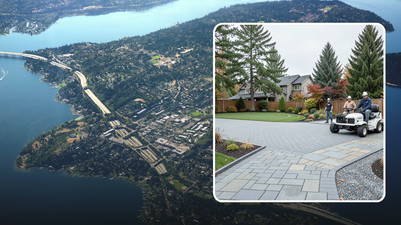 Driveways in Mercer Island, King County, WA - Durable, attractive driveways in pavers, concrete, or gravel built on a base engineered to last.