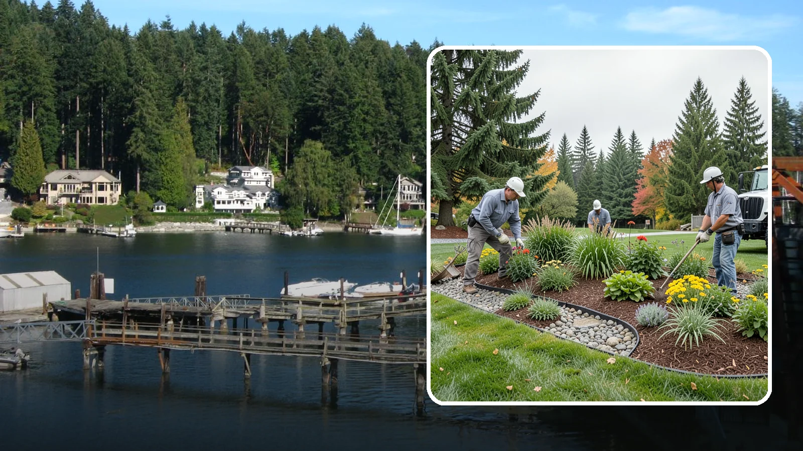 Dry Creek Bed Installation in Gig Harbor, Pierce County, WA - Decorative dry creek beds that manage runoff and add natural beauty to the landscape.