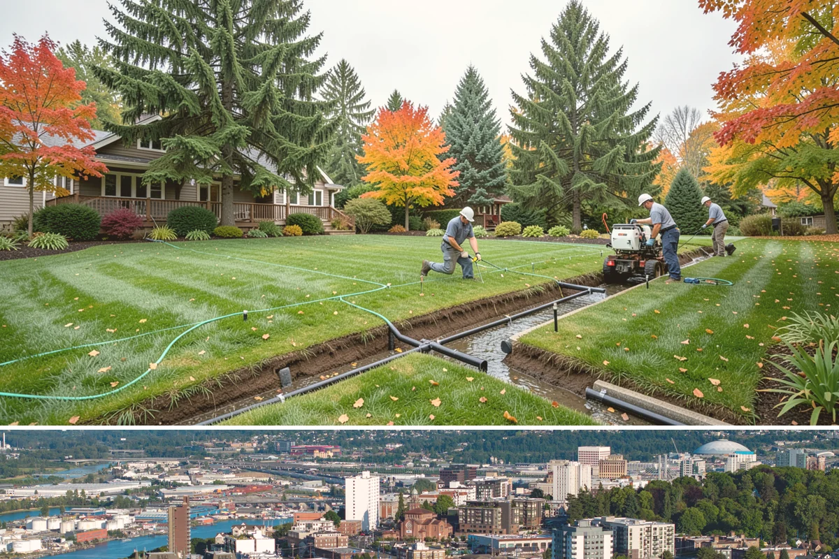 Dry Creek Bed Installation in Tacoma, Pierce County, WA - Best installed in drier conditions.