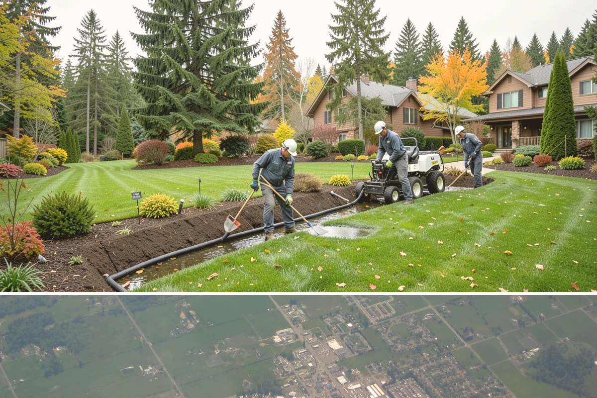 Dry Well Installation in Enumclaw, King County, WA - Best installed during drier summer months when percolation testing is accurate and excavated pits stay stable and dry.