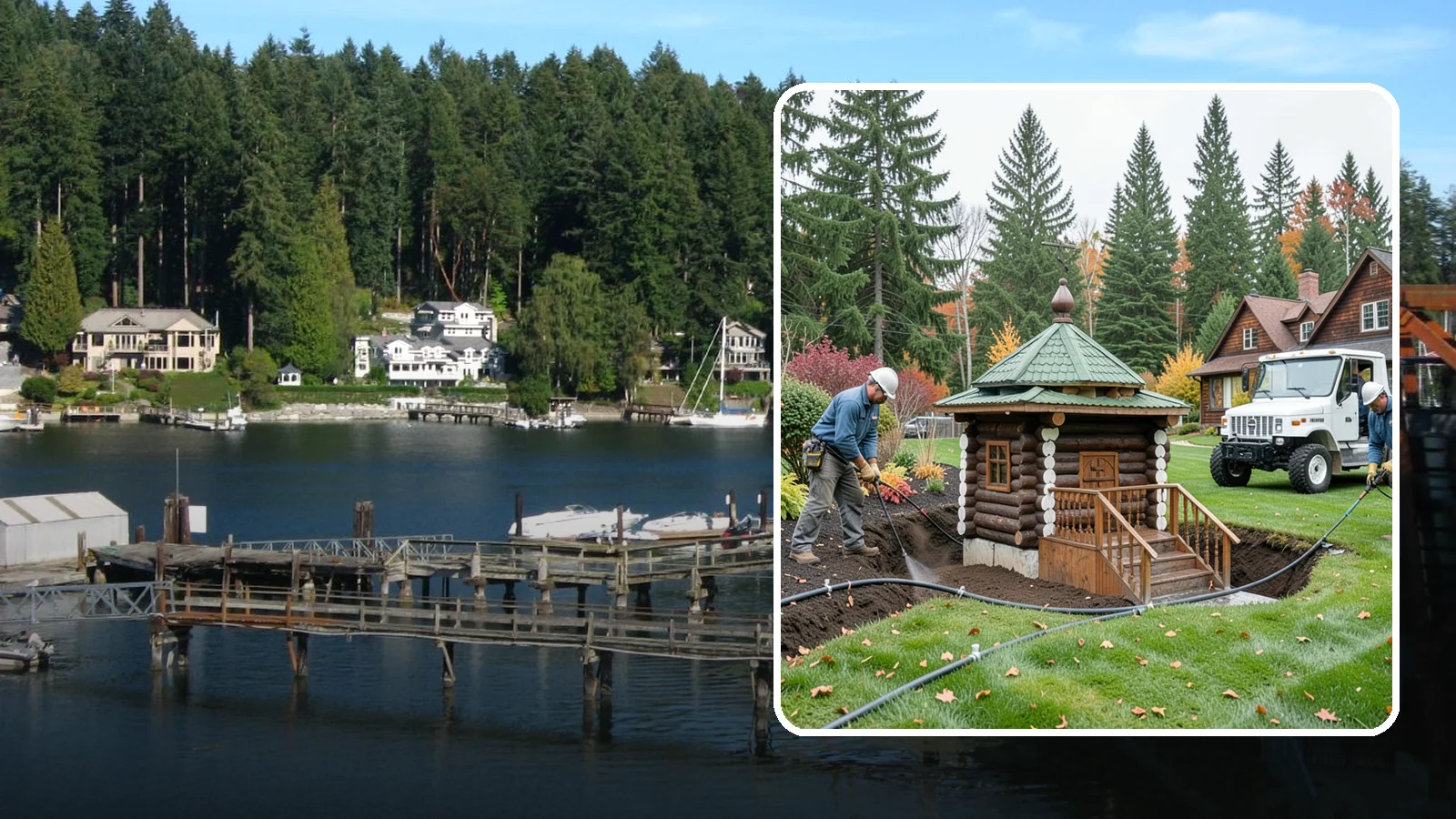 Dry Well Installation in Gig Harbor, Pierce County, WA - We install underground dry wells that collect concentrated runoff and let it infiltrate slowly into the soil away from your...