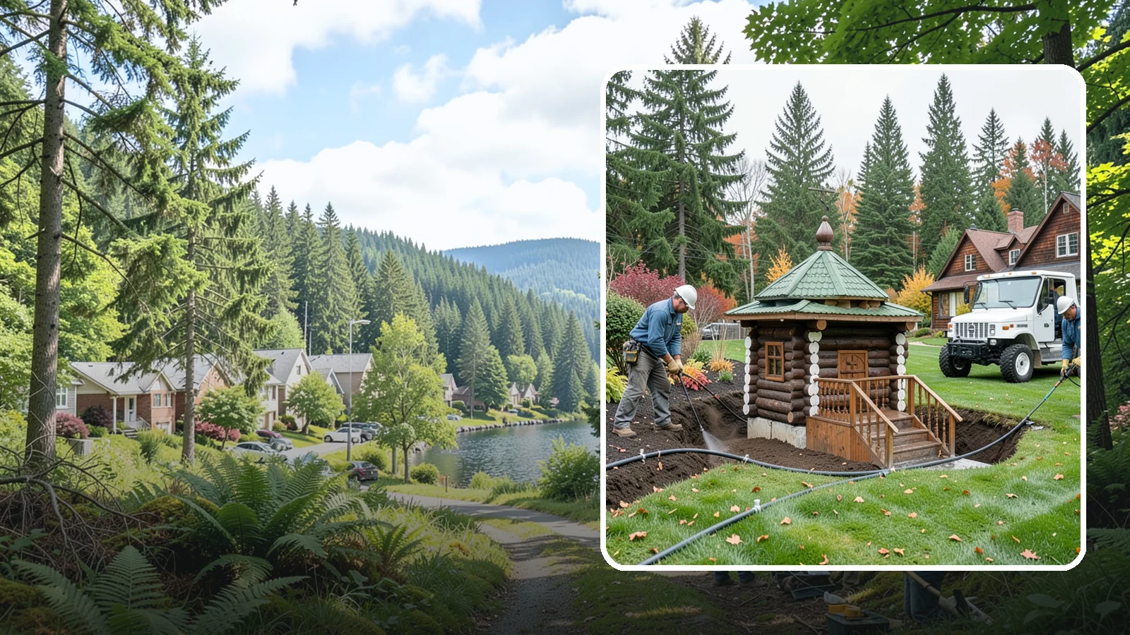 Dry Well Installation in Lake Forest Park, King County, WA - We install underground dry wells that collect concentrated runoff and let it infiltrate slowly into the soil away from your...
