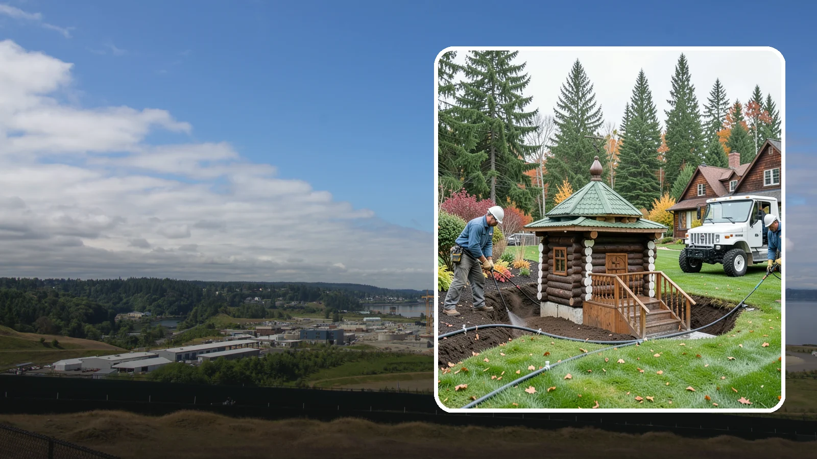 Dry Well Installation in University Place, Pierce County, WA - We install underground dry wells that collect concentrated runoff and let it infiltrate slowly into the soil away from your...