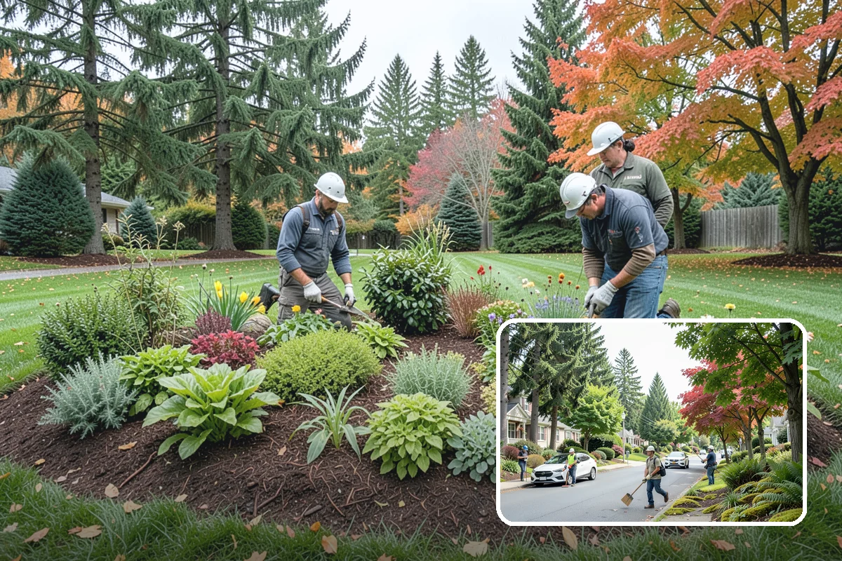 Dyed Mulch Installation in Beaux Arts Village, King County, WA - Bold, uniform color that resists fading for a full season