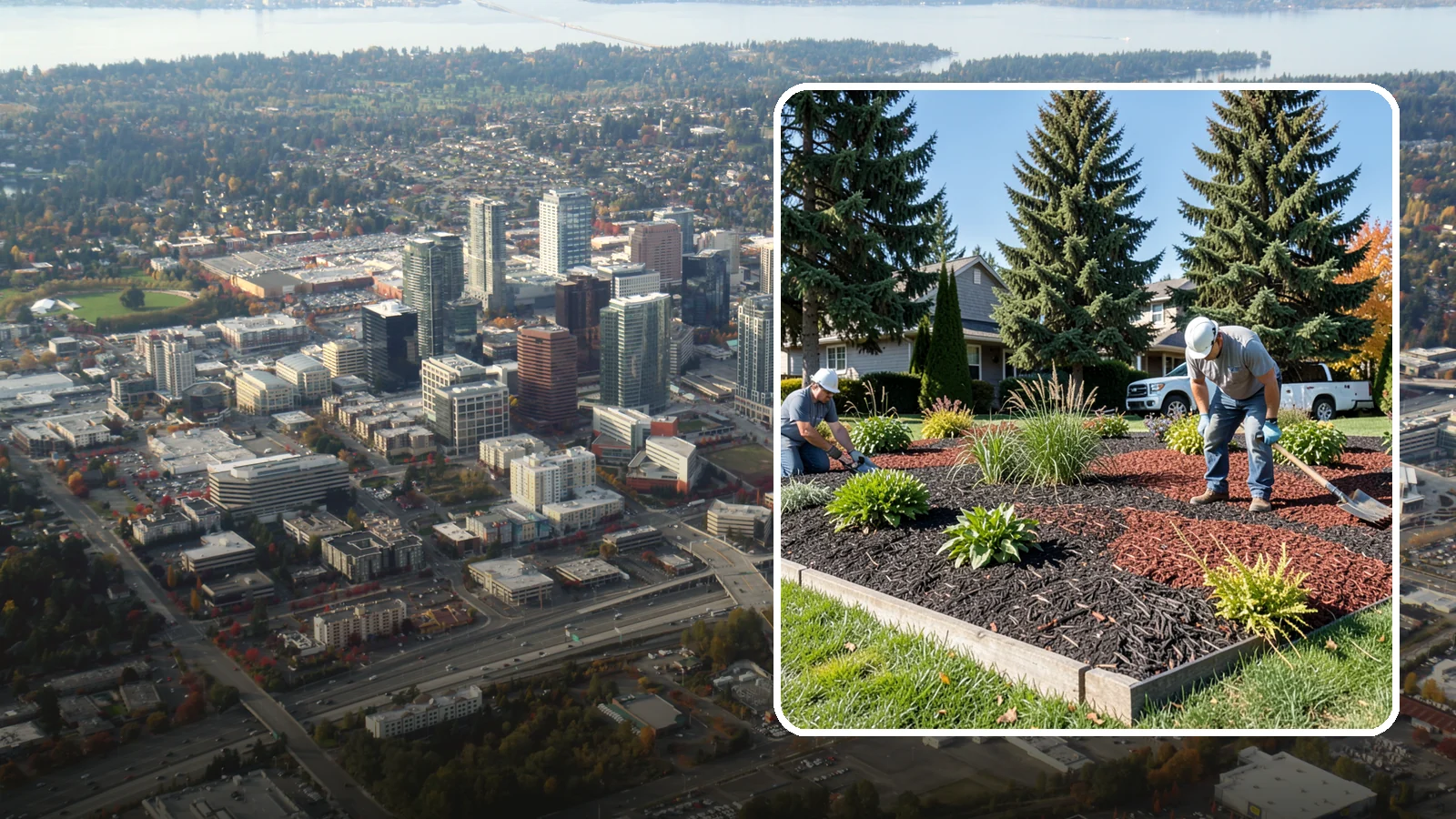 Dyed Mulch Installation in Bellevue, King County, WA - We install colorfast dyed mulch in rich black, brown, or red tones that hold their color through the season.