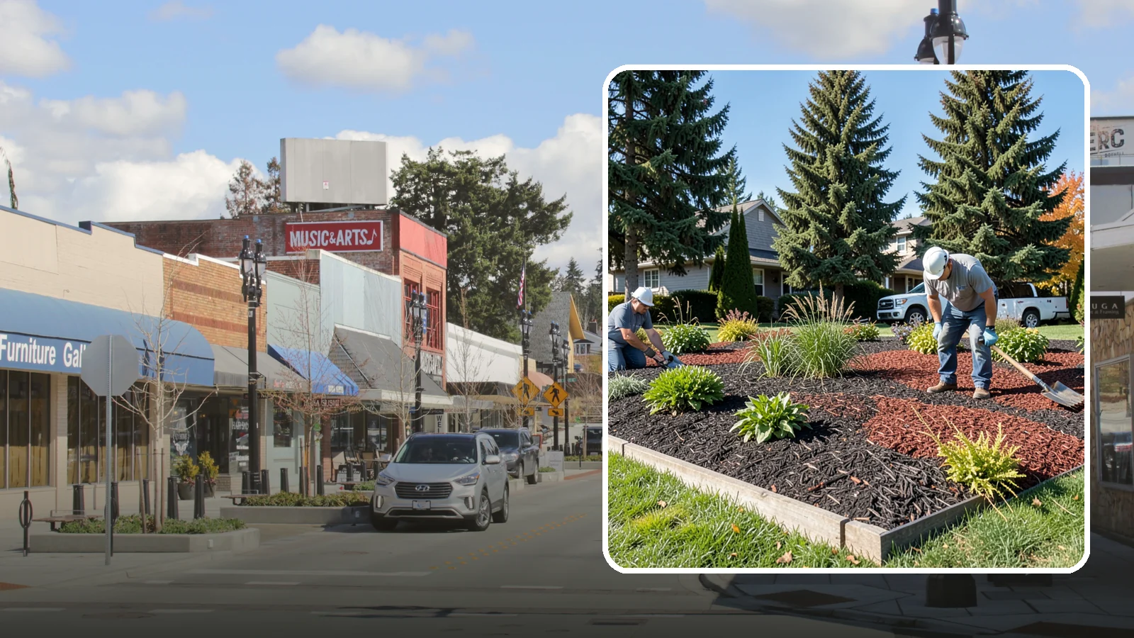 Dyed Mulch Installation in Bothell, King County, WA - We install colorfast dyed mulch in rich black, brown, or red tones that hold their color through the season.