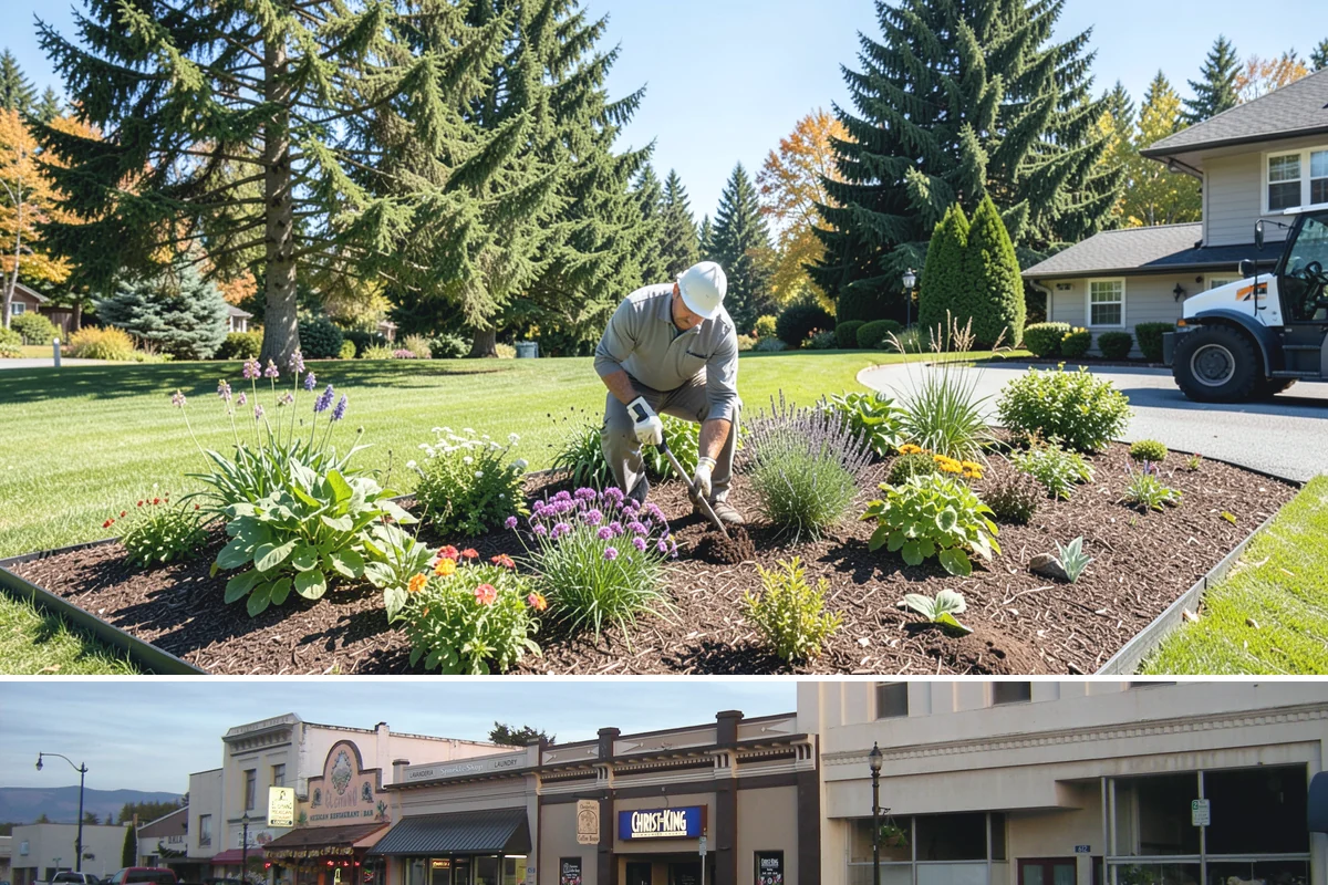Dyed Mulch Installation in Burlington, Skagit County, WA - Apply dyed mulch in spring for maximum color impact through summer, with an optional light fall top-up to carry the look into...