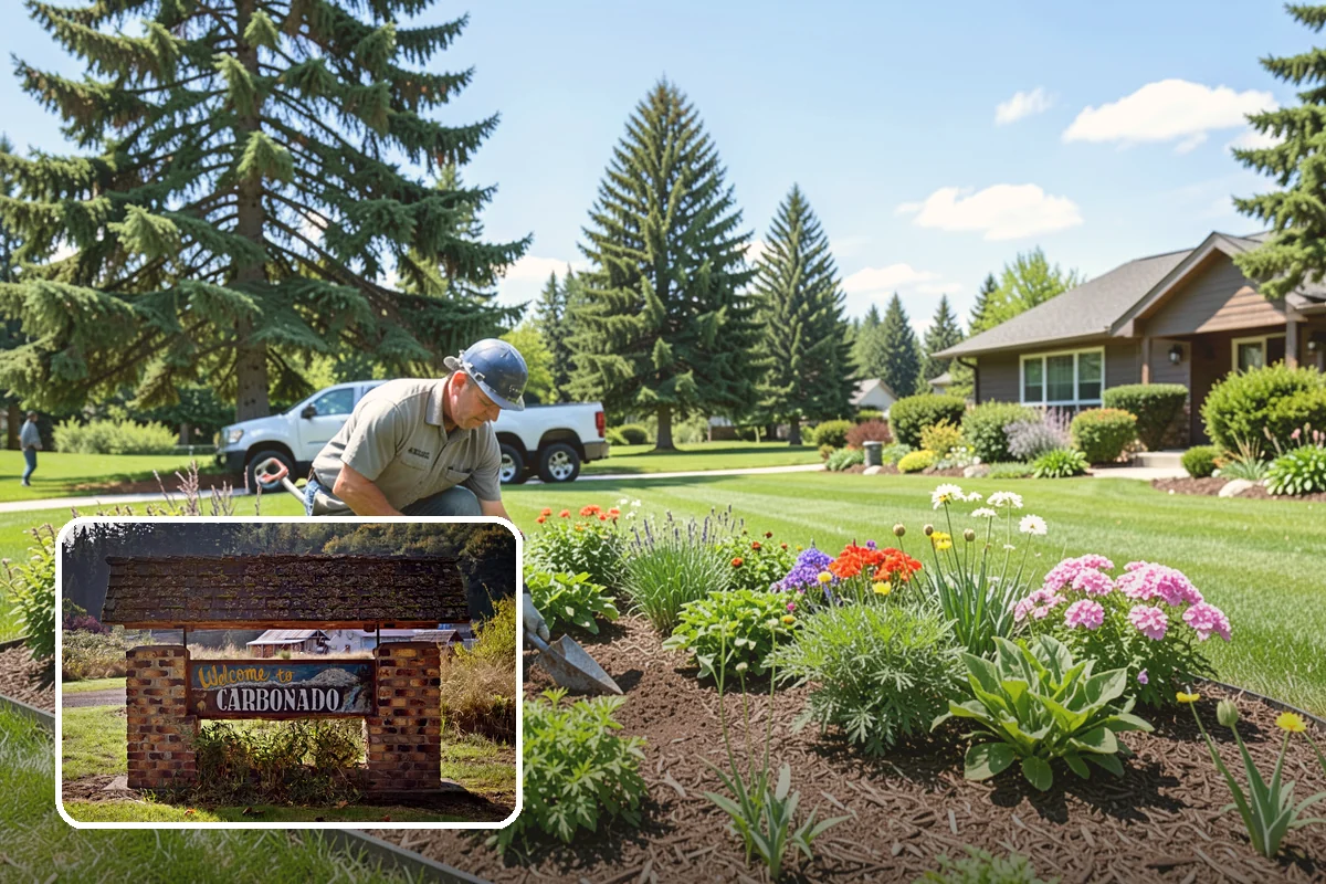Dyed Mulch Installation in Carbonado, Pierce County, WA - Bold, uniform color that resists fading for a full season
