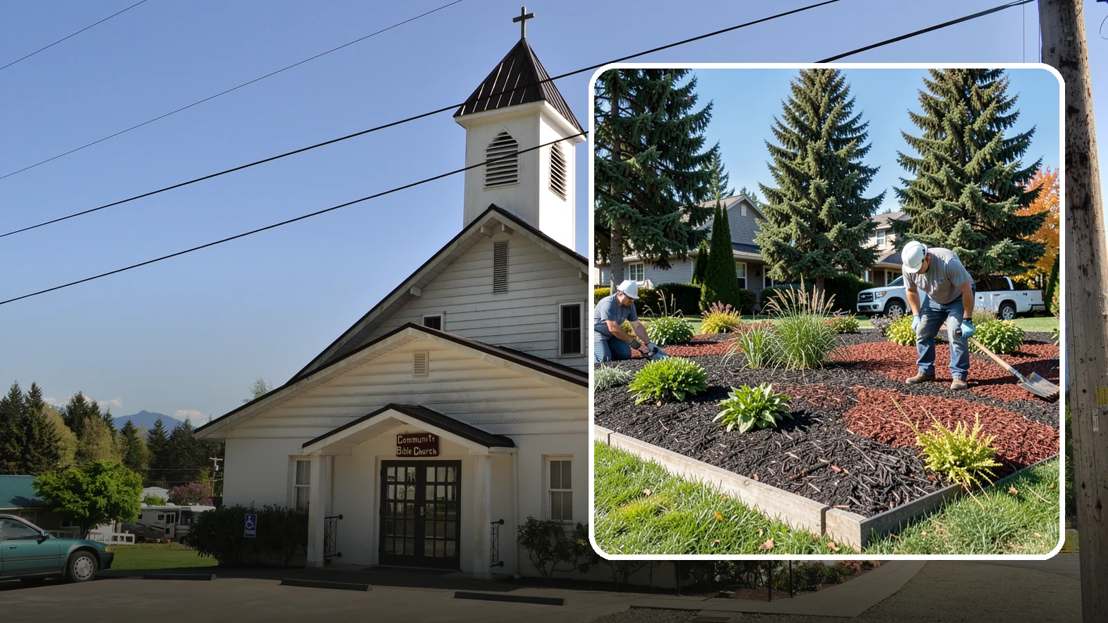 Dyed Mulch Installation in Concrete, Skagit County, WA - We install colorfast dyed mulch in rich black, brown, or red tones that hold their color through the season.