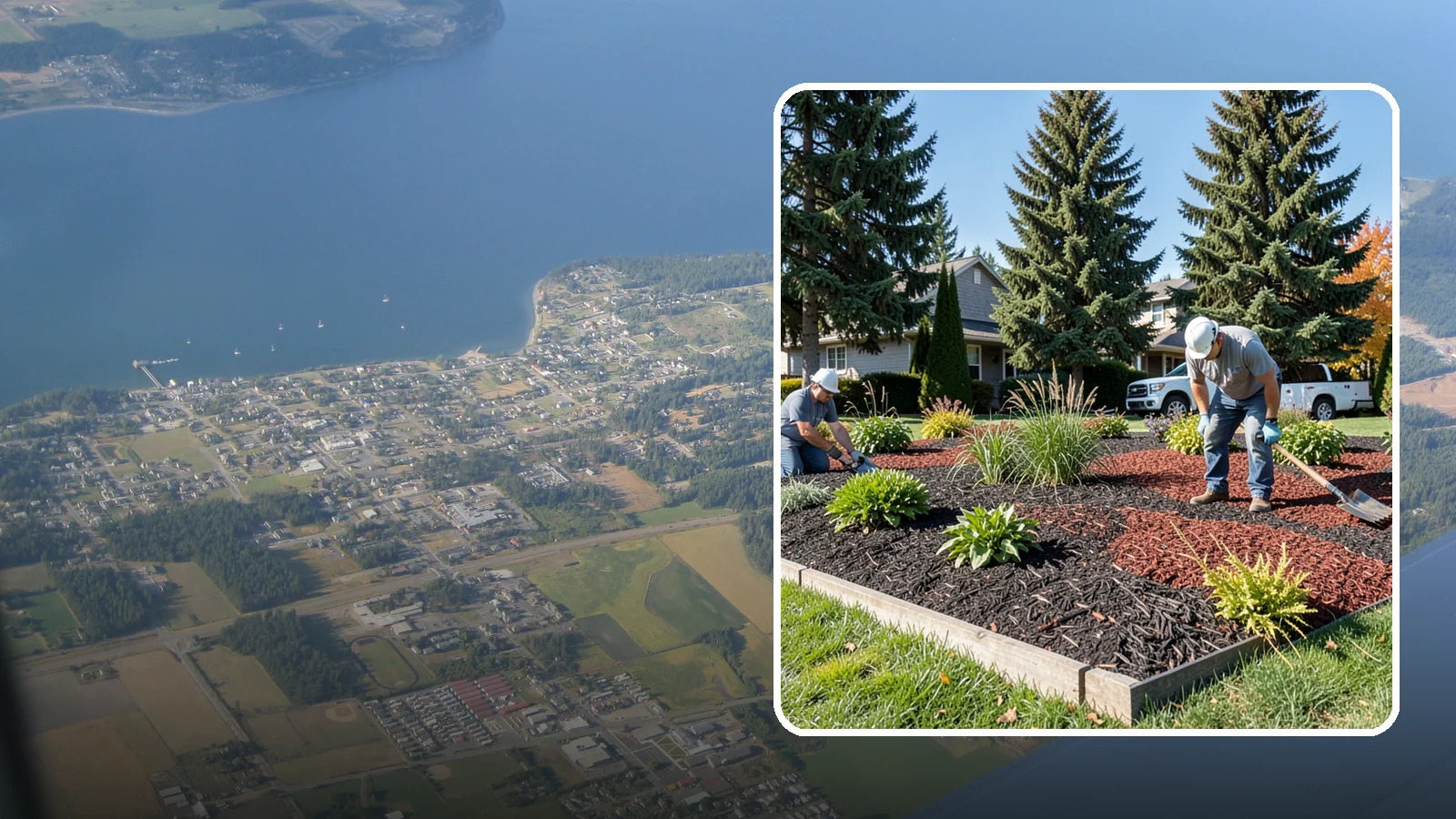 Dyed Mulch Installation in Coupeville, Island County, WA - We install colorfast dyed mulch in rich black, brown, or red tones that hold their color through the season.