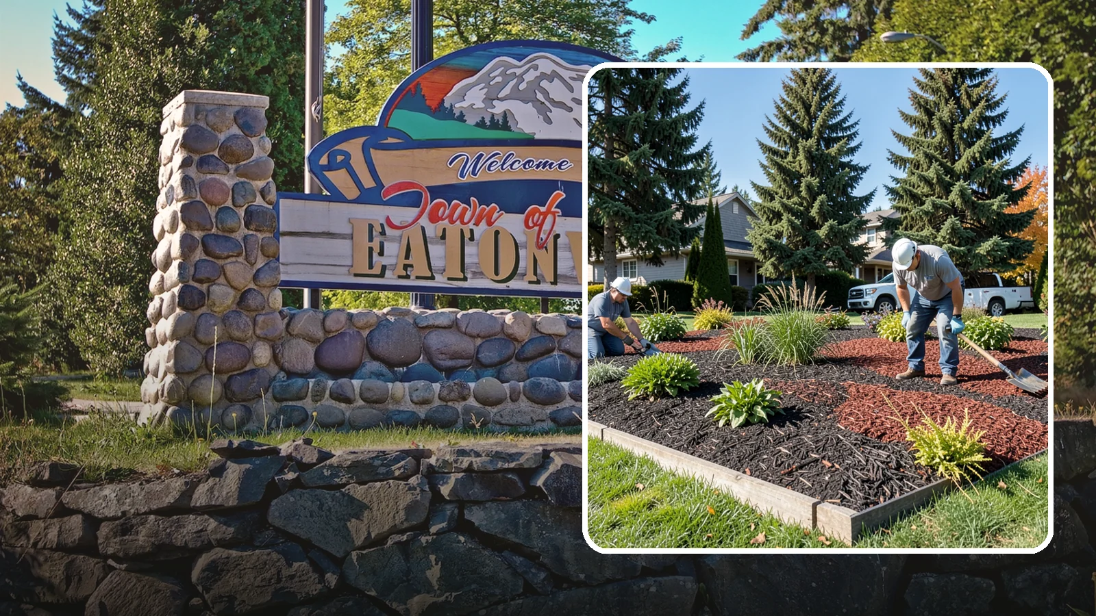 Dyed Mulch Installation in Eatonville, Pierce County, WA - We install colorfast dyed mulch in rich black, brown, or red tones that hold their color through the season.