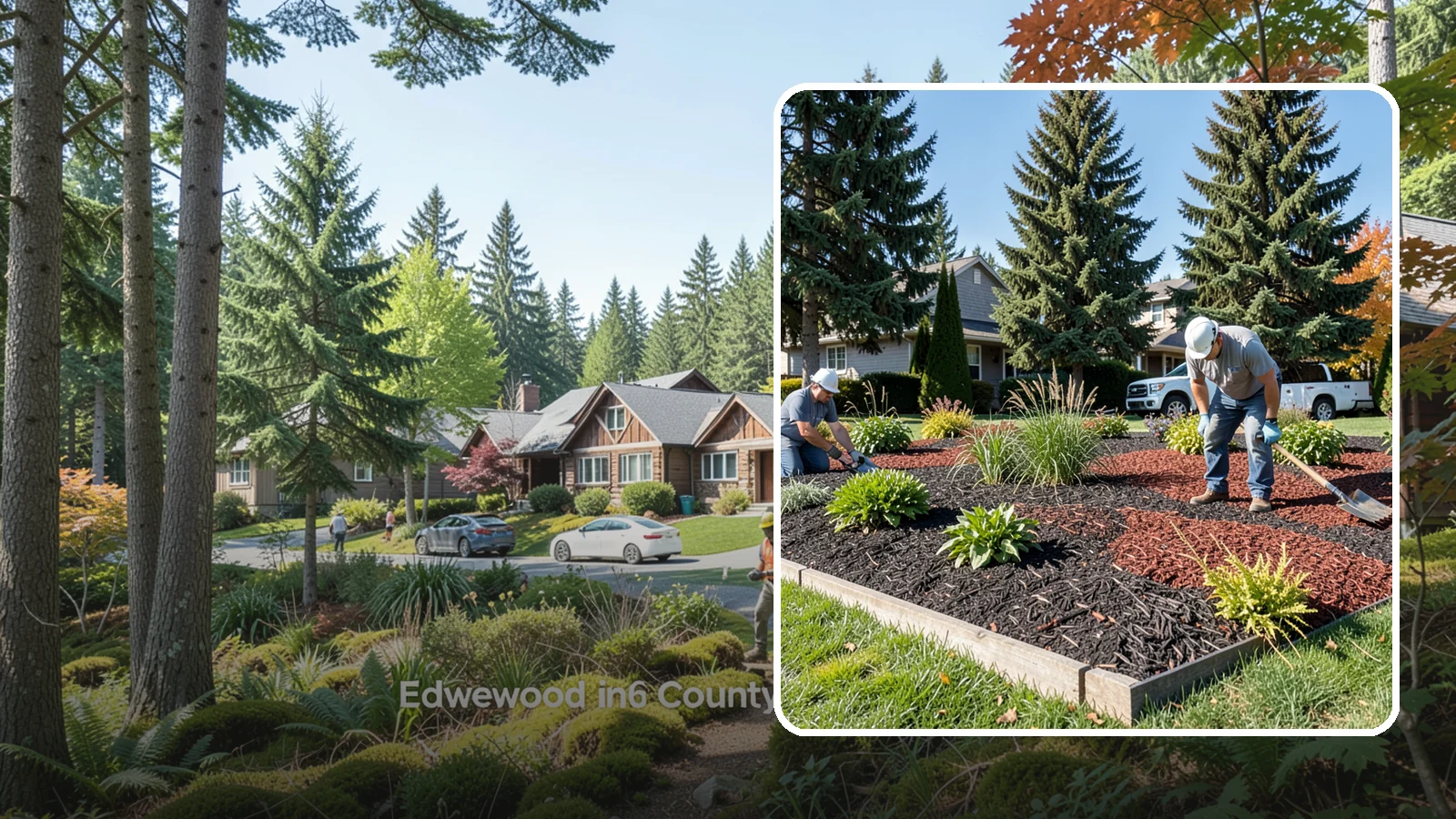 Dyed Mulch Installation in Edgewood, Pierce County, WA - We install colorfast dyed mulch in rich black, brown, or red tones that hold their color through the season.