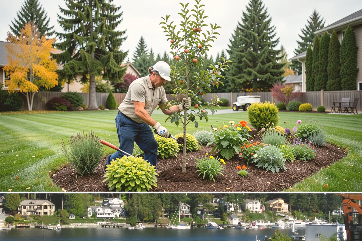 Dyed Mulch Installation in Gig Harbor, Pierce County, WA - Apply dyed mulch in spring for maximum color impact through summer, with an optional light fall top-up to carry the look into...