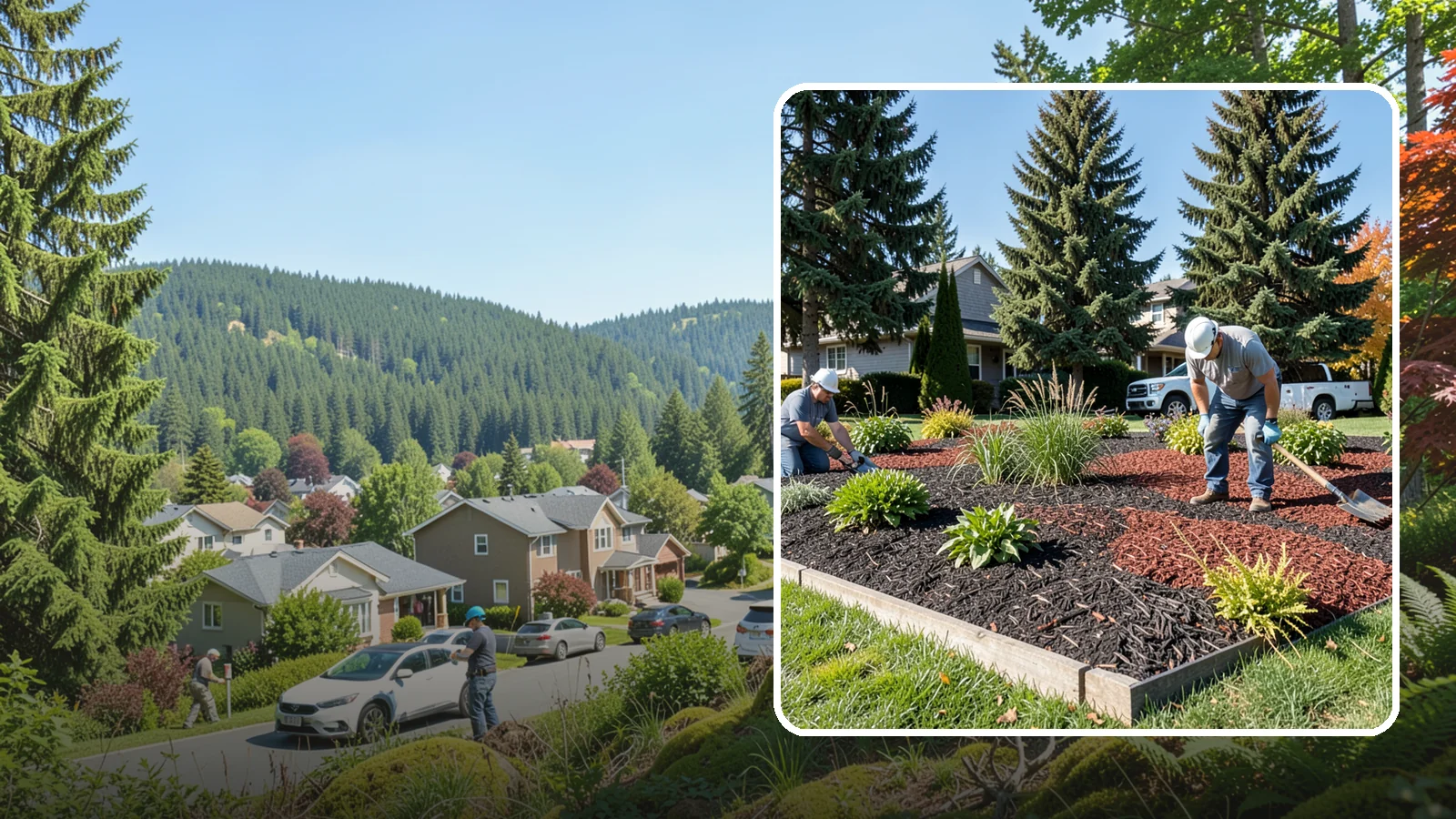Dyed Mulch Installation in Index, Snohomish County, WA - We install colorfast dyed mulch in rich black, brown, or red tones that hold their color through the season.