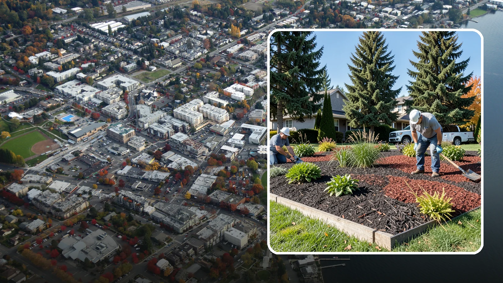 Dyed Mulch Installation in Kirkland, King County, WA - We install colorfast dyed mulch in rich black, brown, or red tones that hold their color through the season.
