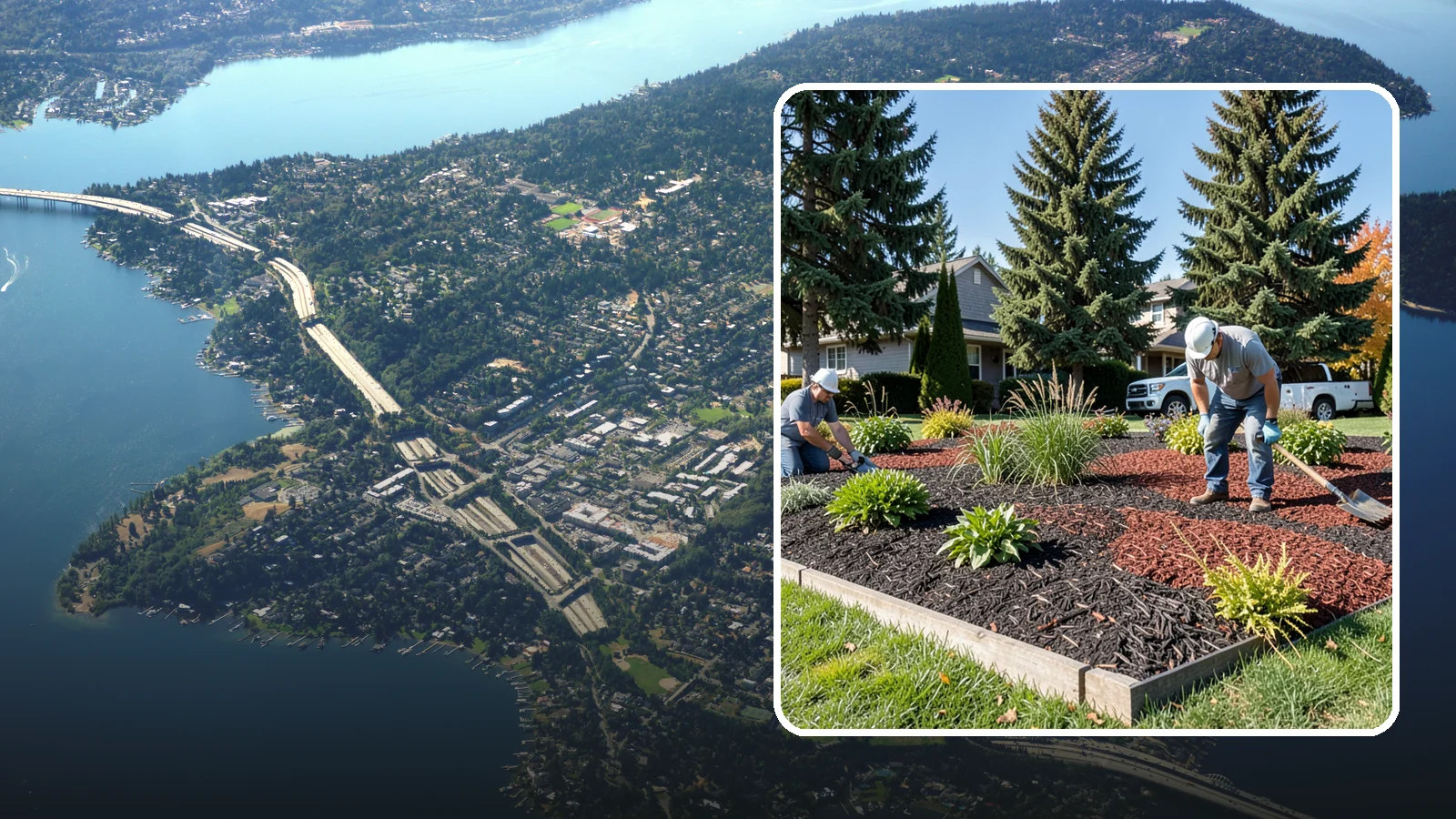 Dyed Mulch Installation in Mercer Island, King County, WA - We install colorfast dyed mulch in rich black, brown, or red tones that hold their color through the season.