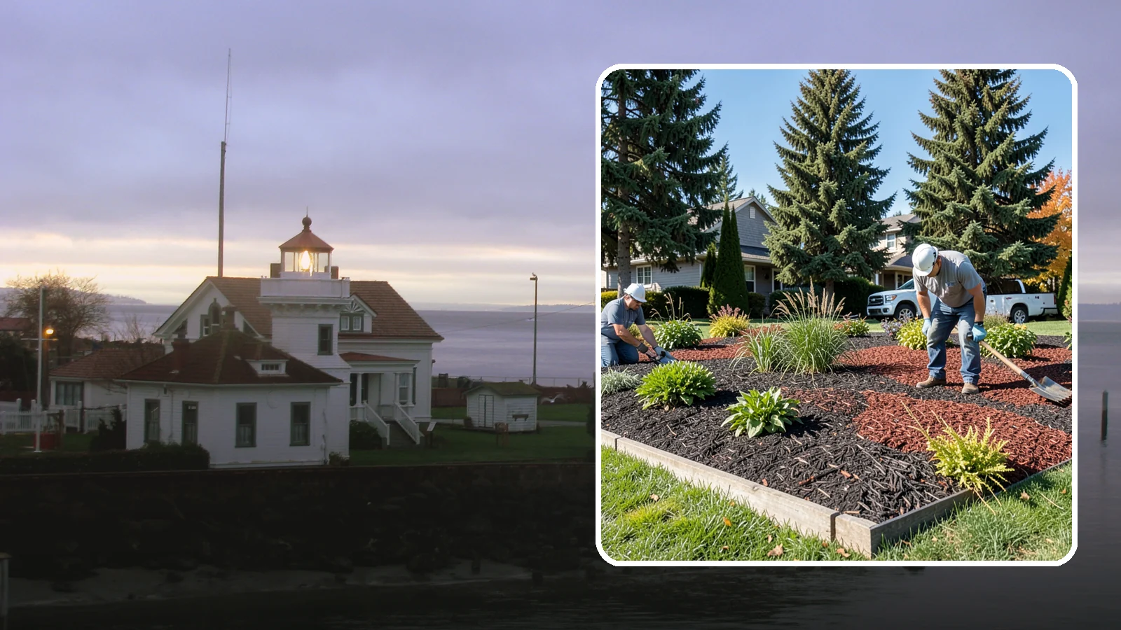 Dyed Mulch Installation in Mukilteo, Snohomish County, WA - We install colorfast dyed mulch in rich black, brown, or red tones that hold their color through the season.