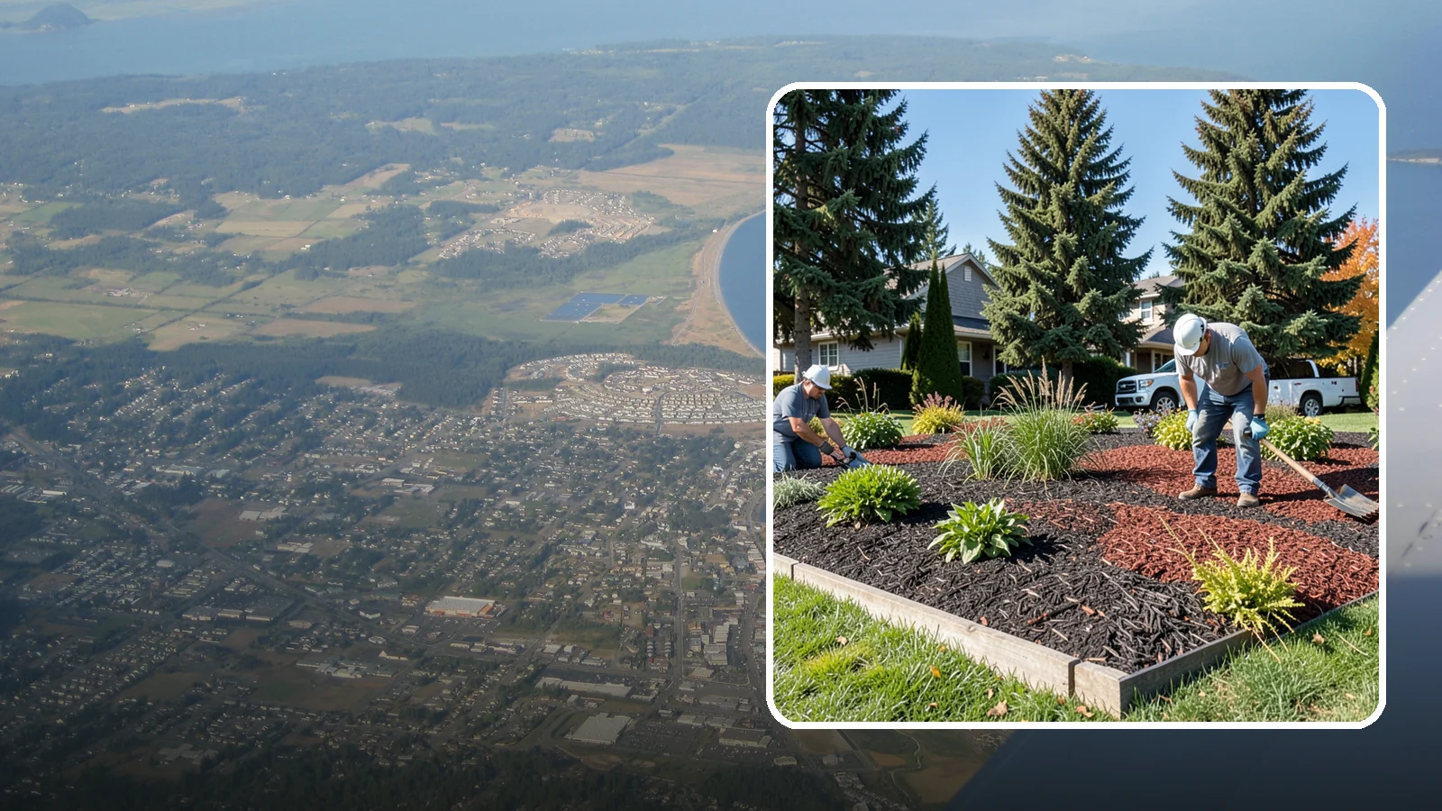 Dyed Mulch Installation in Oak Harbor, Island County, WA - We install colorfast dyed mulch in rich black, brown, or red tones that hold their color through the season.