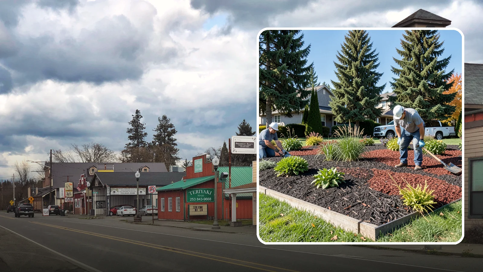 Dyed Mulch Installation in Roy, Pierce County, WA - We install colorfast dyed mulch in rich black, brown, or red tones that hold their color through the season.