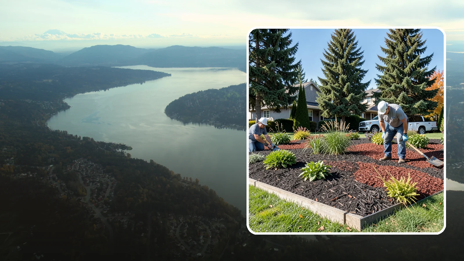 Dyed Mulch Installation in Sammamish, King County, WA - We install colorfast dyed mulch in rich black, brown, or red tones that hold their color through the season.