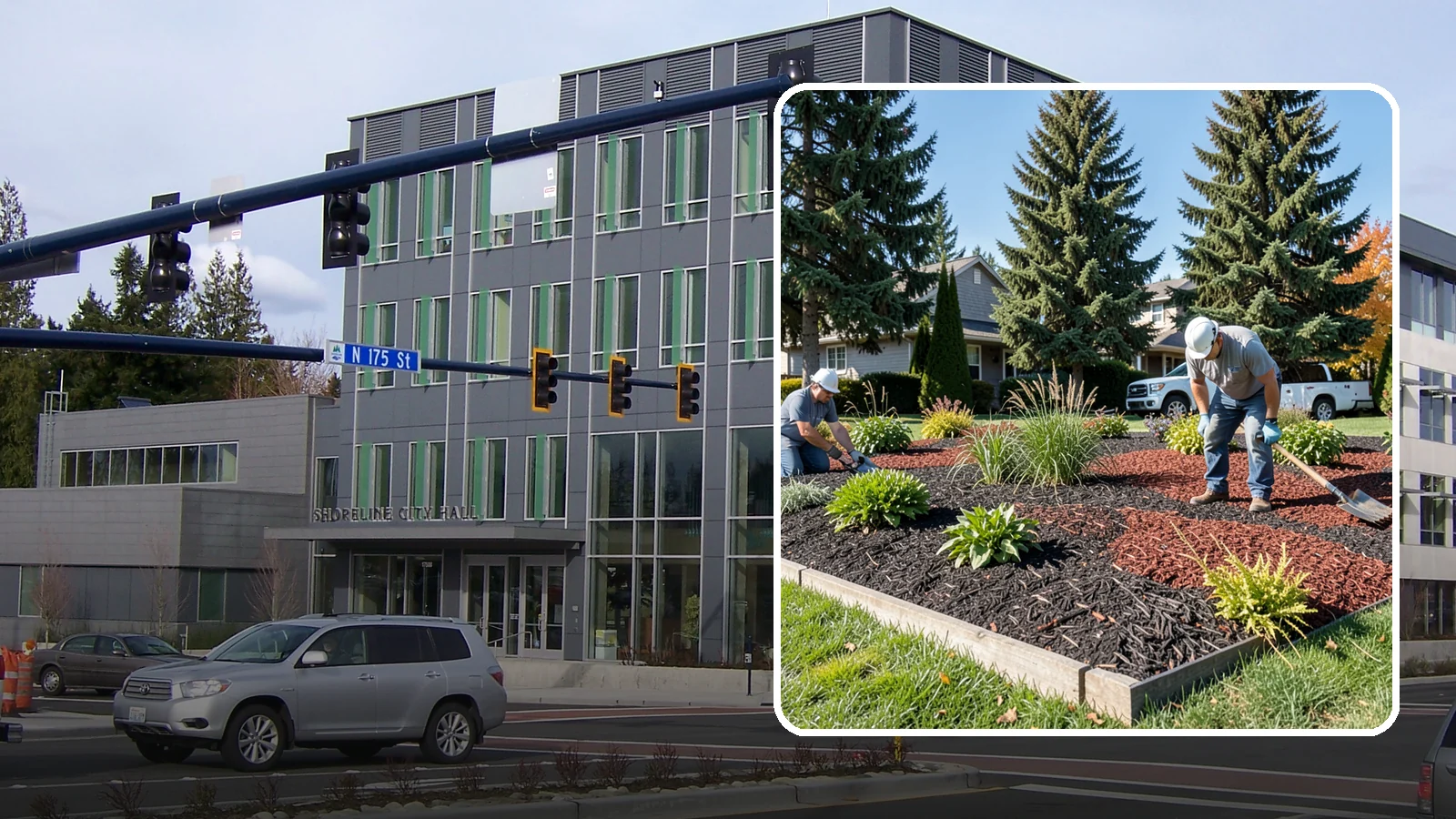 Dyed Mulch Installation in Shoreline, King County, WA - We install colorfast dyed mulch in rich black, brown, or red tones that hold their color through the season.