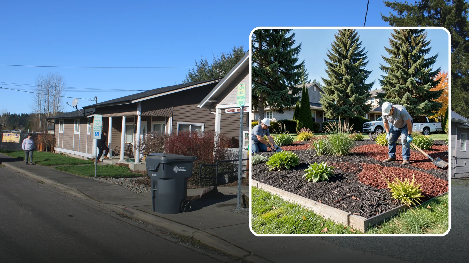 Dyed Mulch Installation in South Prairie, Pierce County, WA - We install colorfast dyed mulch in rich black, brown, or red tones that hold their color through the season.