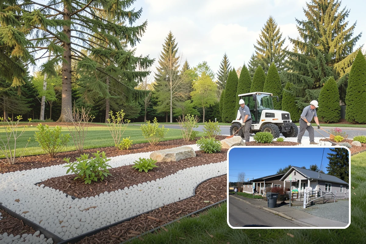 Dyed Mulch Installation in South Prairie, Pierce County, WA - Bold, uniform color that resists fading for a full season