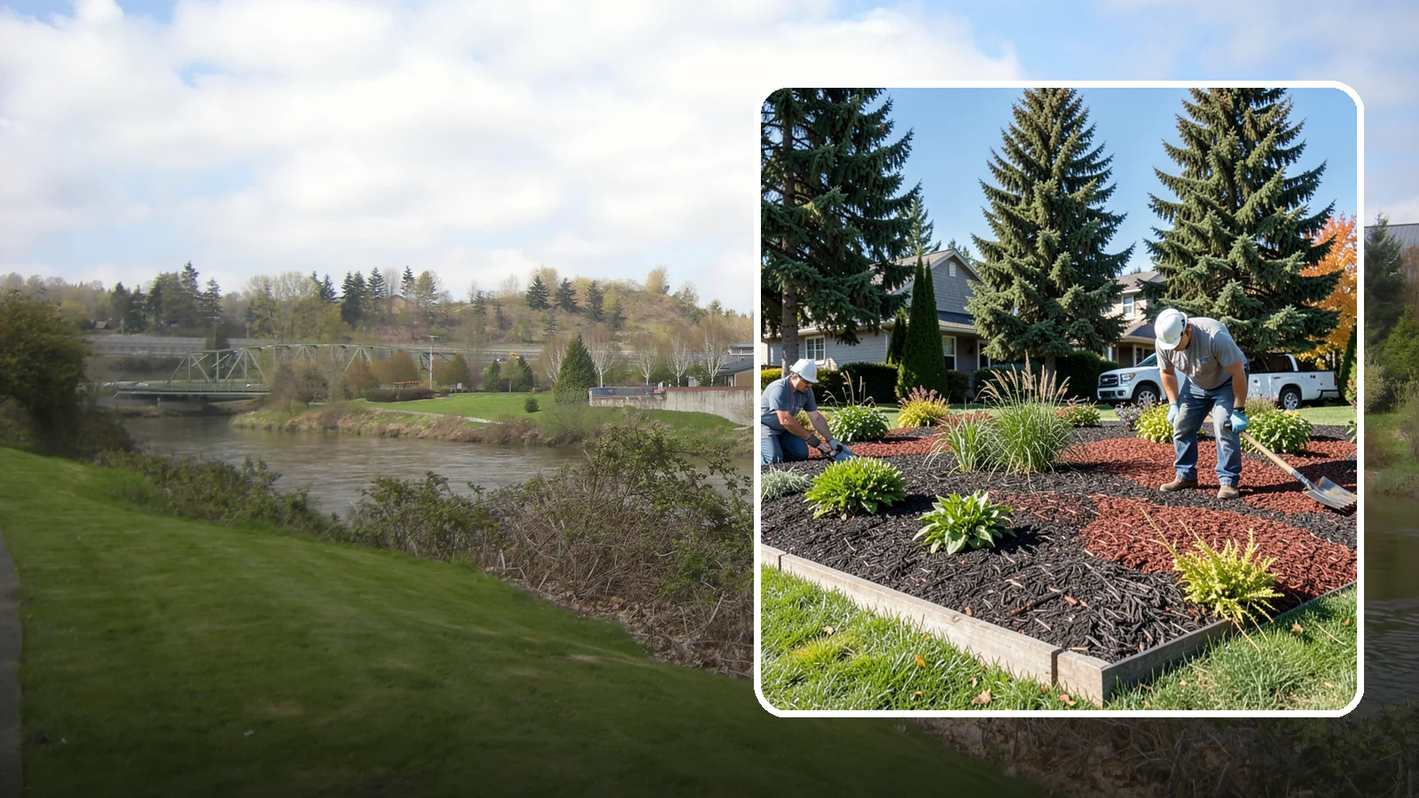 Dyed Mulch Installation in Tukwila, King County, WA - We install colorfast dyed mulch in rich black, brown, or red tones that hold their color through the season.
