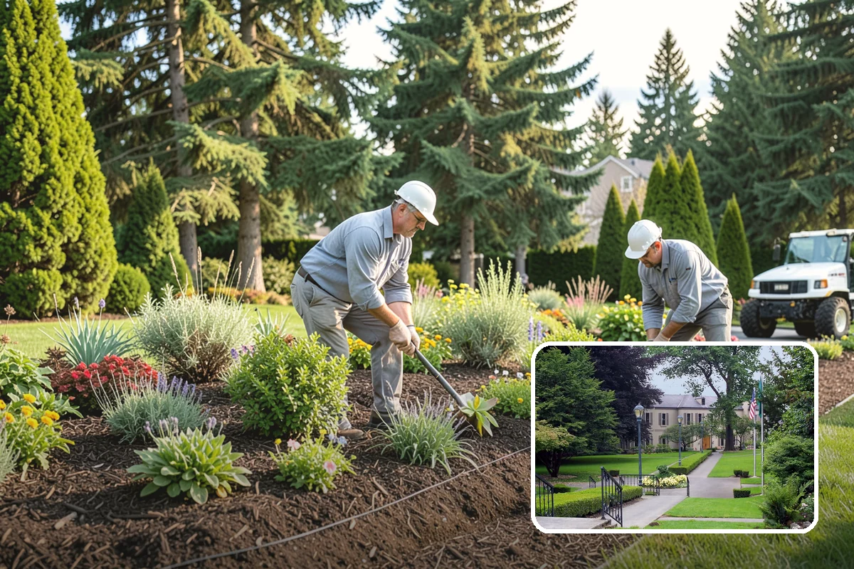 Dyed Mulch Installation in Woodinville, King County, WA - Bold, uniform color that resists fading for a full season
