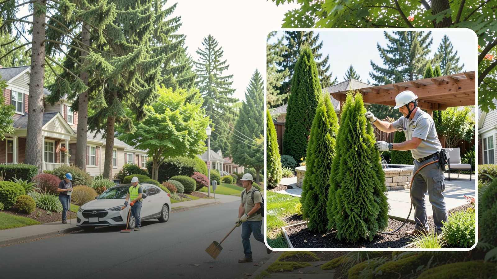 Emerald Green Arborvitae Trimming in Beaux Arts Village, King County, WA - Precision trimming for Emerald Green arborvitae that preserves its naturally narrow, columnar shape and rich year-round color.