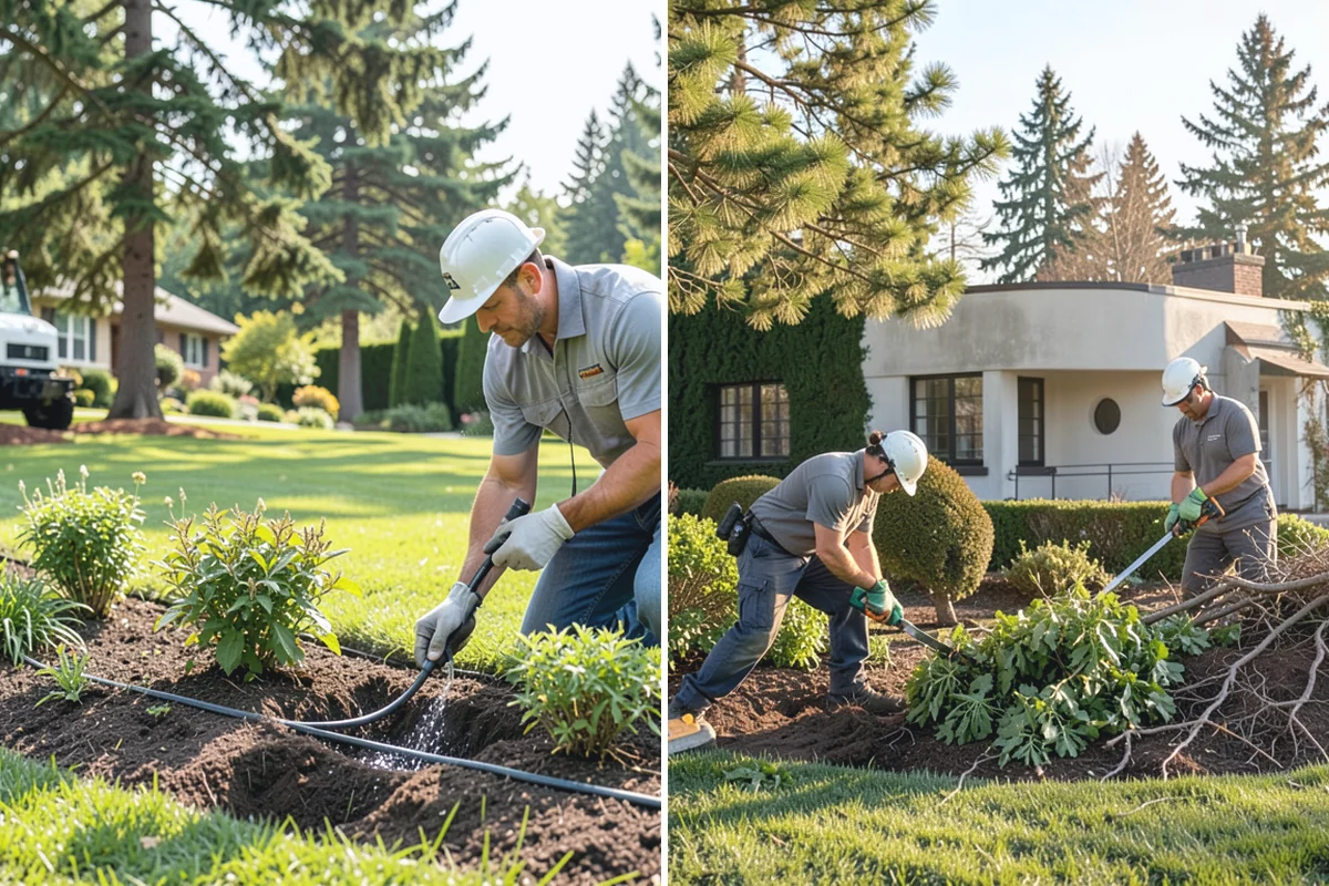 Emerald Green Arborvitae Trimming in Des Moines, King County, WA - Assess spacing, color, and any winter splay across the row