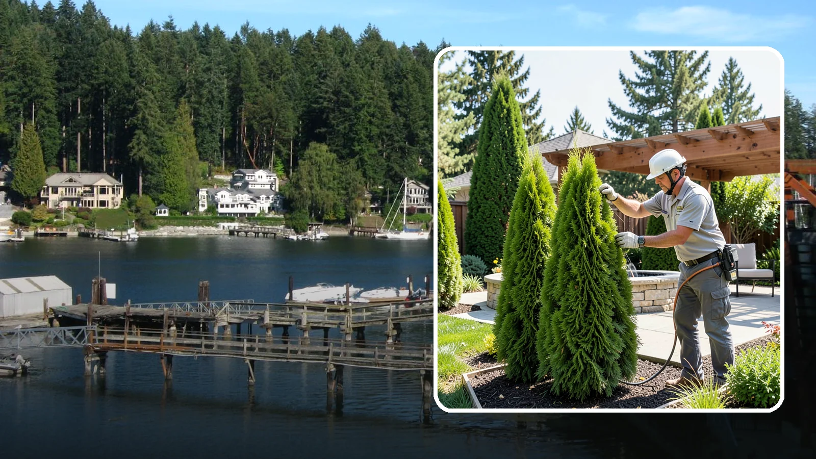 Emerald Green Arborvitae Trimming in Gig Harbor, Pierce County, WA - Precision trimming for Emerald Green arborvitae that preserves its naturally narrow, columnar shape and rich year-round color.
