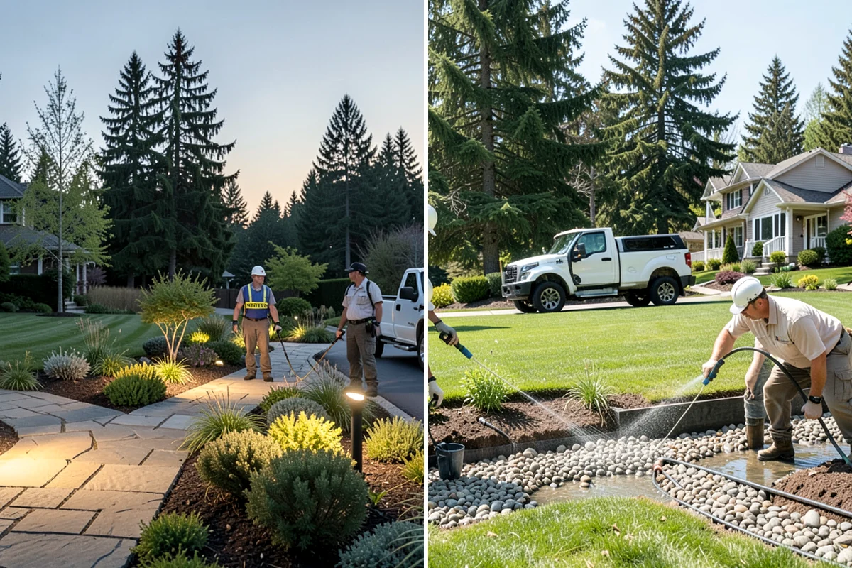 Emerald Green Arborvitae Trimming in Kenmore, King County, WA - Assess spacing, color, and any winter splay across the row