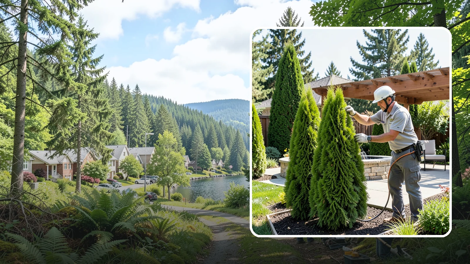 Emerald Green Arborvitae Trimming in Lake Forest Park, King County, WA - Precision trimming for Emerald Green arborvitae that preserves its naturally narrow, columnar shape and rich year-round color.