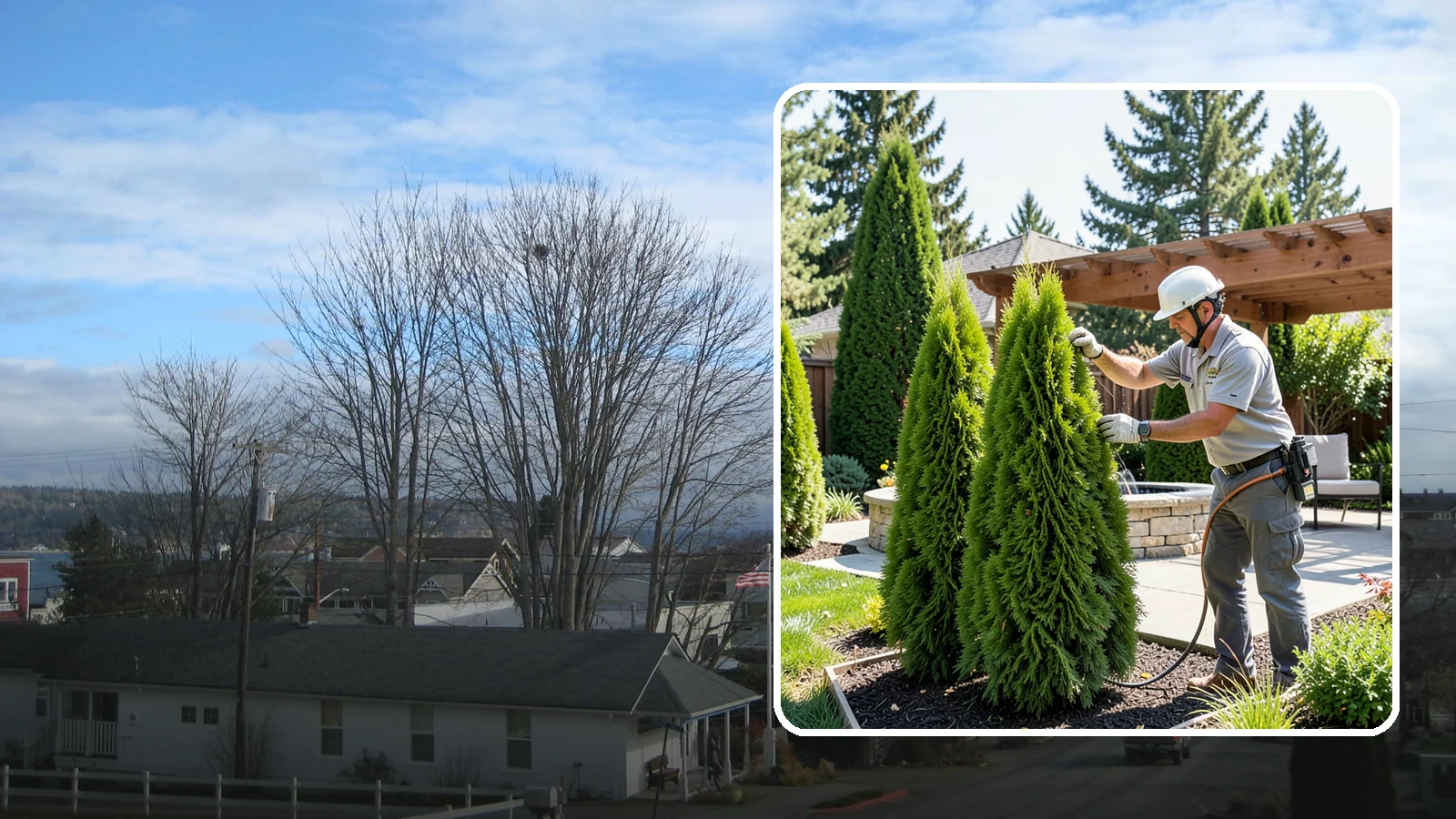 Emerald Green Arborvitae Trimming in Langley, Island County, WA - Precision trimming for Emerald Green arborvitae that preserves its naturally narrow, columnar shape and rich year-round color.
