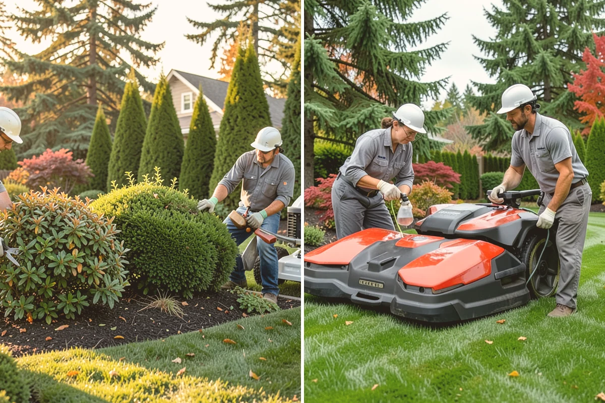 Emerald Green Arborvitae Trimming in Langley, Island County, WA - Assess spacing, color, and any winter splay across the row