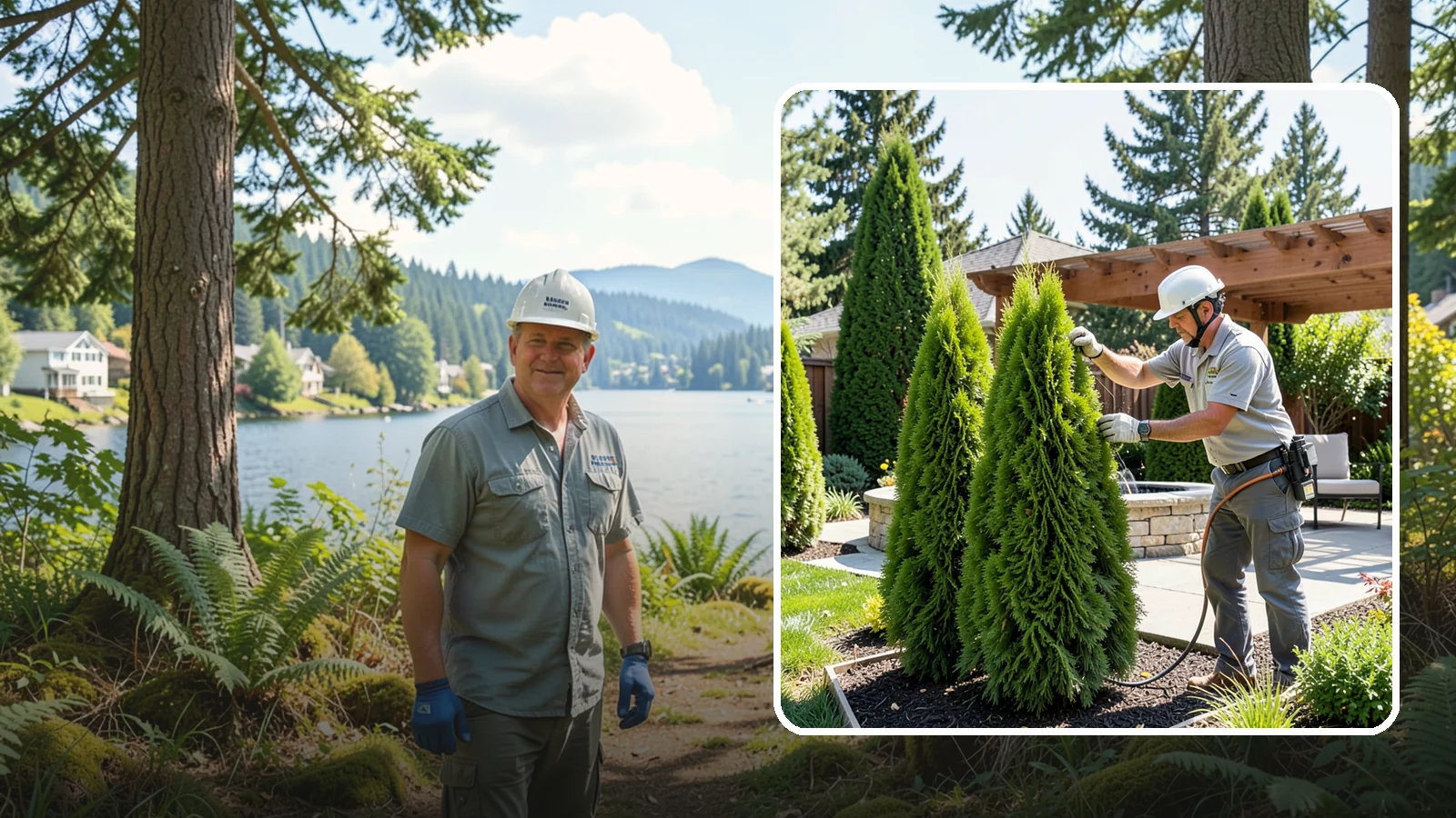 Emerald Green Arborvitae Trimming in Milton, King County, WA - Precision trimming for Emerald Green arborvitae that preserves its naturally narrow, columnar shape and rich year-round color.