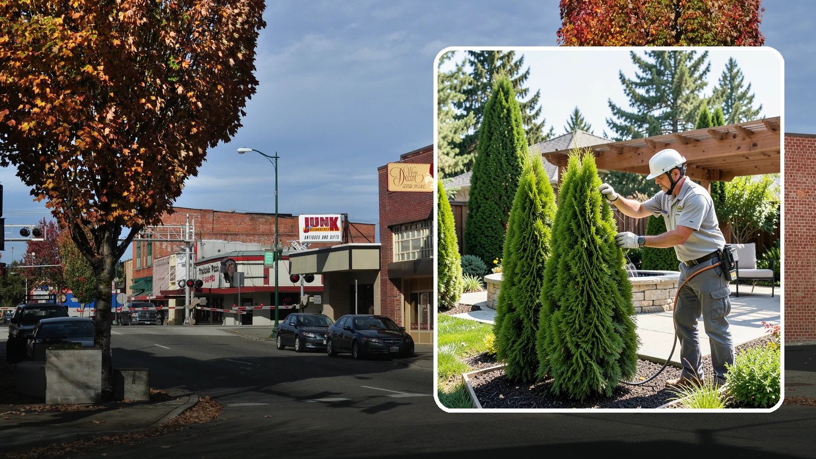 Emerald Green Arborvitae Trimming in Puyallup, Pierce County, WA - Precision trimming for Emerald Green arborvitae that preserves its naturally narrow, columnar shape and rich year-round color.