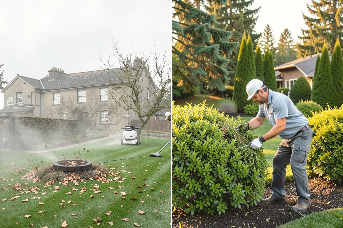 Emerald Green Arborvitae Trimming in Tukwila, King County, WA - Assess spacing, color, and any winter splay across the row