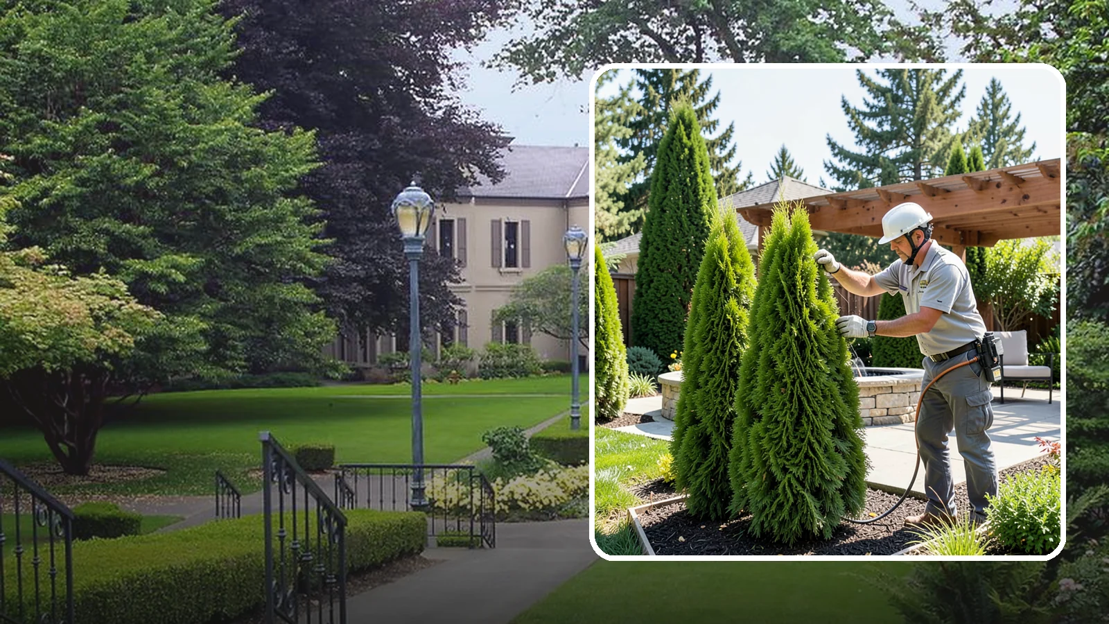 Emerald Green Arborvitae Trimming in Woodinville, King County, WA - Precision trimming for Emerald Green arborvitae that preserves its naturally narrow, columnar shape and rich year-round color.