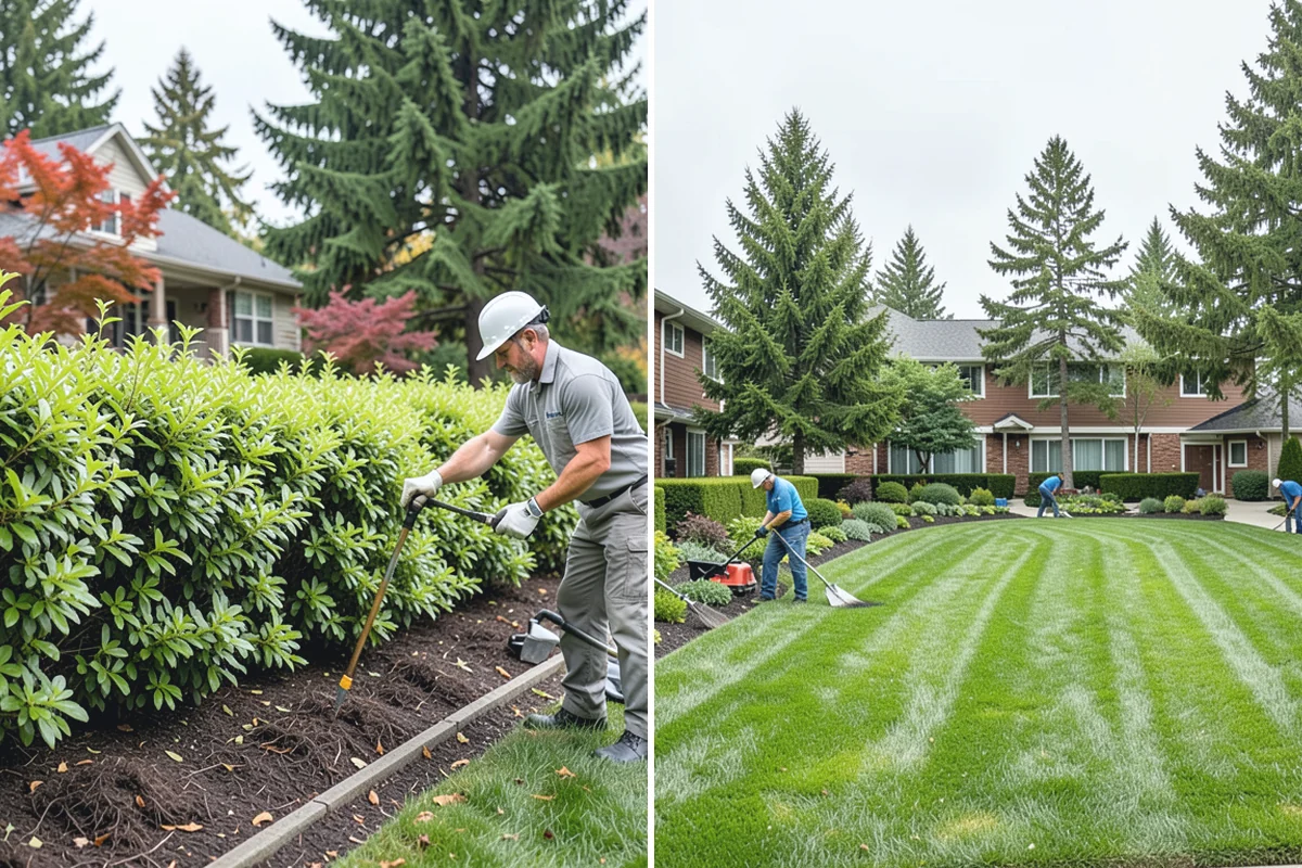 Emerald Green Arborvitae Trimming in Woodinville, King County, WA - Assess spacing, color, and any winter splay across the row