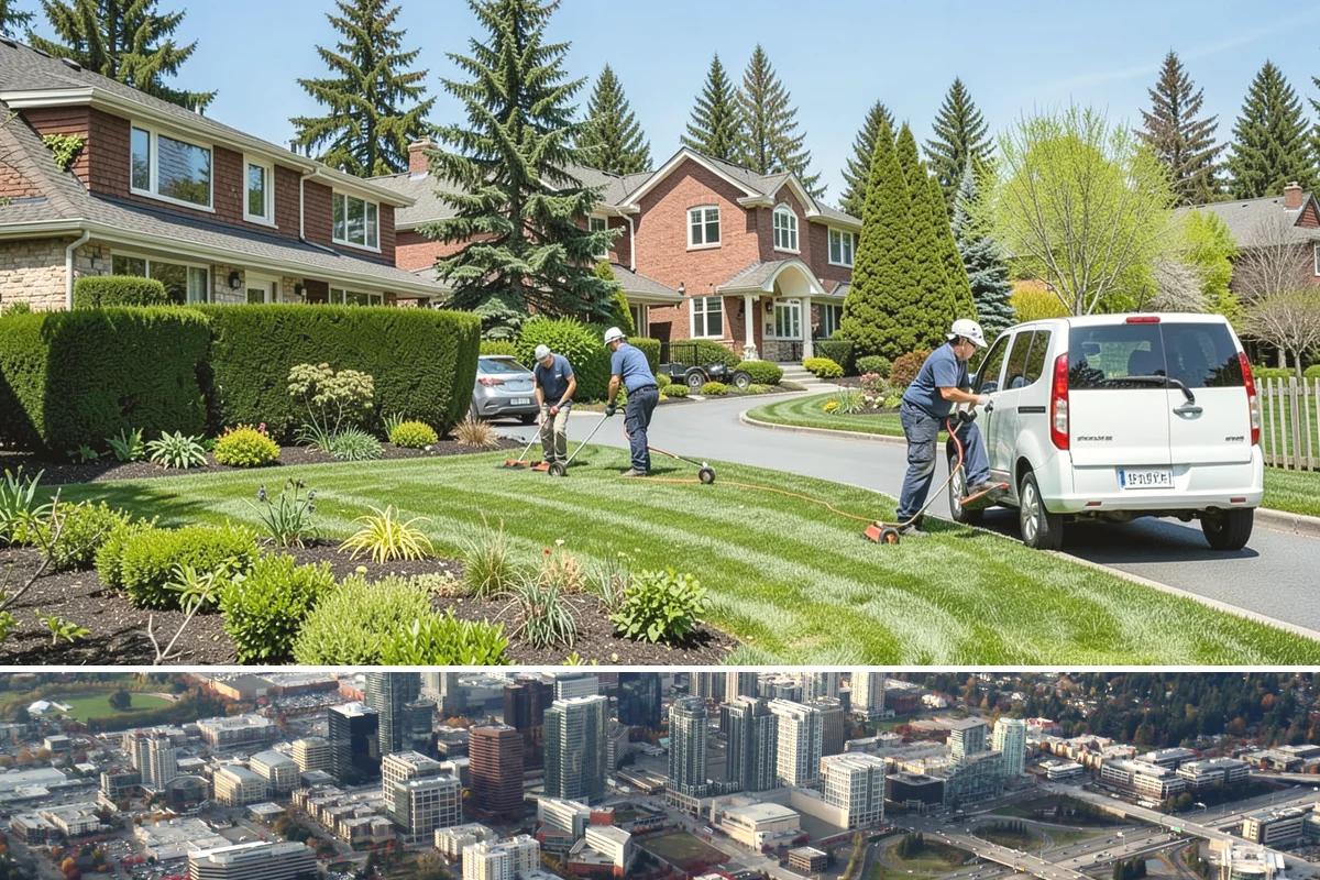Estate Maintenance in Bellevue, King County, WA - Provided year-round on a recurring schedule, with heavier mowing and bed work spring through fall and moss, drainage, and pruning...
