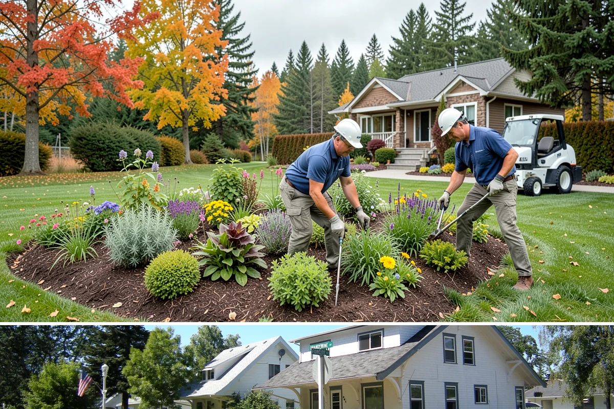 Estate Maintenance in DuPont, Pierce County, WA - Provided year-round on a recurring schedule, with heavier mowing and bed work spring through fall and moss, drainage, and pruning...