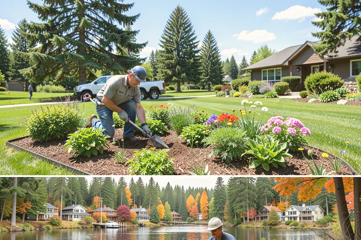 Estate Maintenance in La Conner, Skagit County, WA - Provided year-round on a recurring schedule, with heavier mowing and bed work spring through fall and moss, drainage, and pruning...