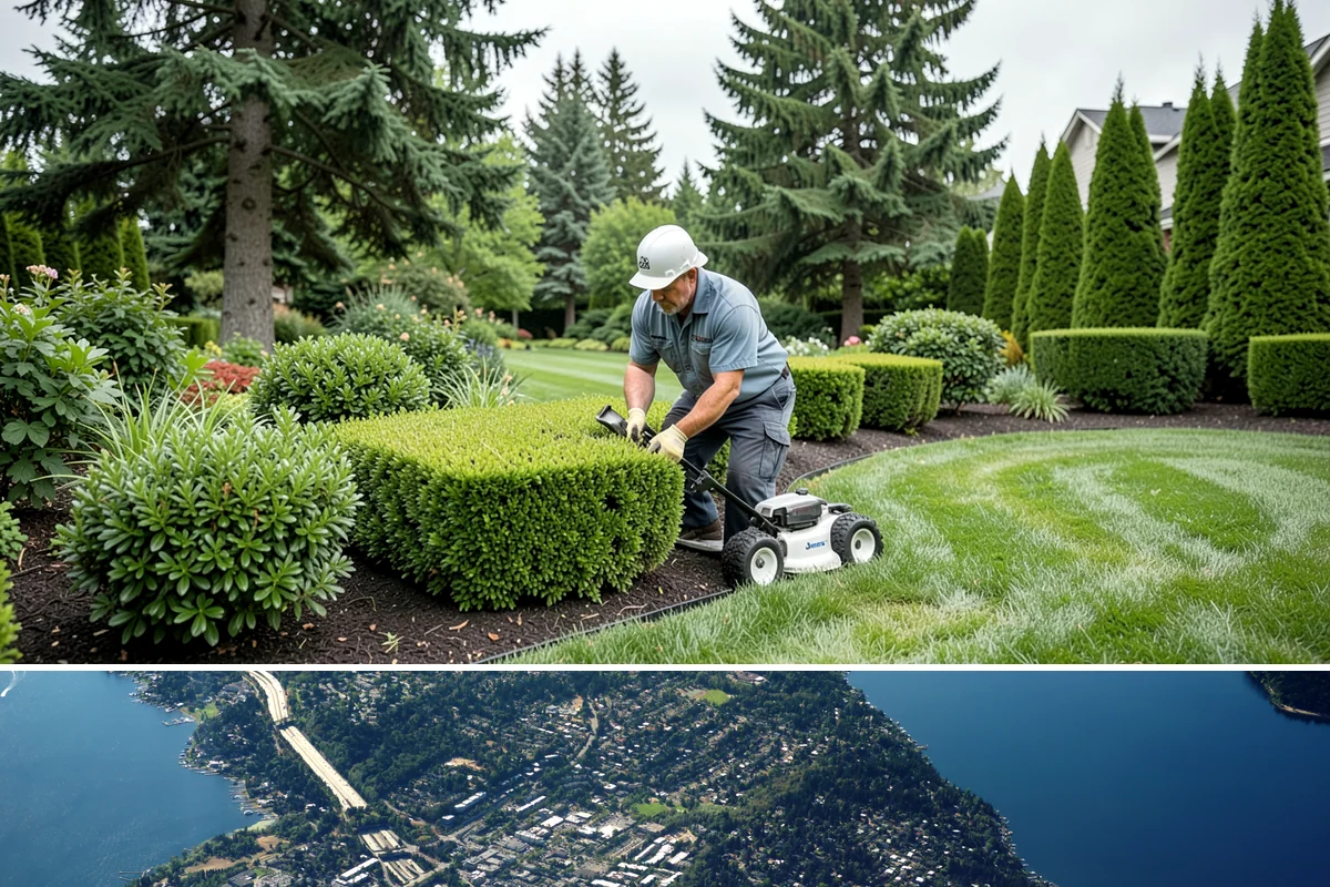 Estate Maintenance in Mercer Island, King County, WA - Provided year-round on a recurring schedule, with heavier mowing and bed work spring through fall and moss, drainage, and pruning...