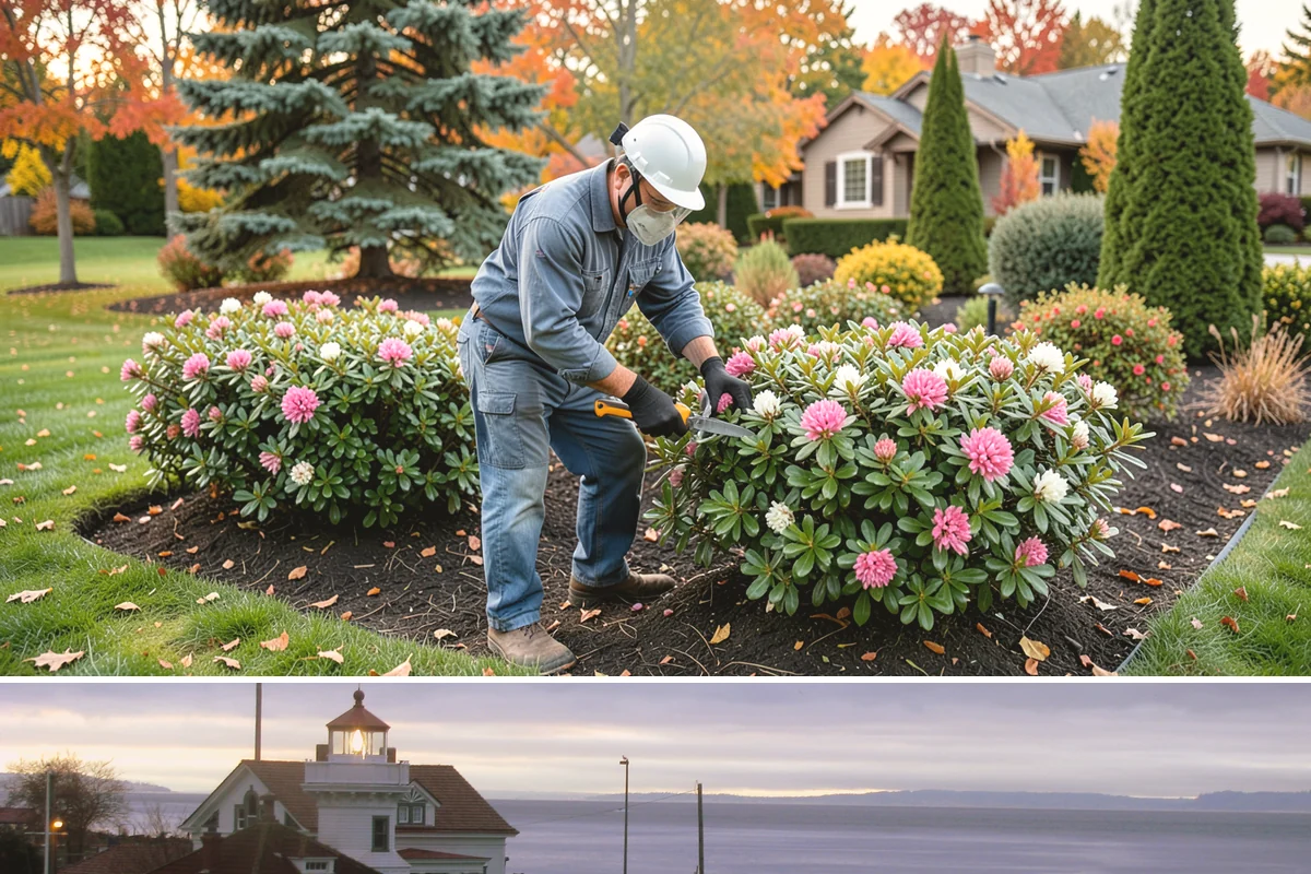 Estate Maintenance in Mukilteo, Snohomish County, WA - Provided year-round on a recurring schedule, with heavier mowing and bed work spring through fall and moss, drainage, and pruning...
